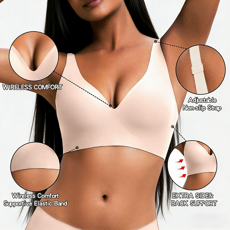 🎅Christmas Sale Day! LBMLBM Wireless Womens Comfortable Wireless Bras Push Up Bralettes Seamless Tshirts Bras Deep V🎄