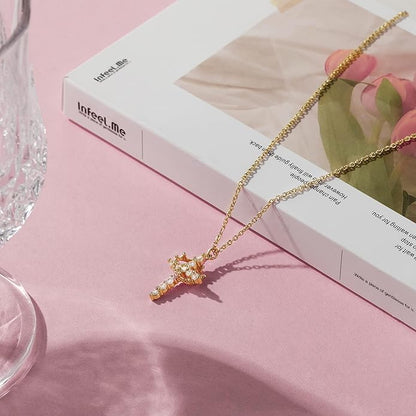 LBMLBM Cross & Crown Necklace– Embrace Elegance, Faith, and Power 🌟