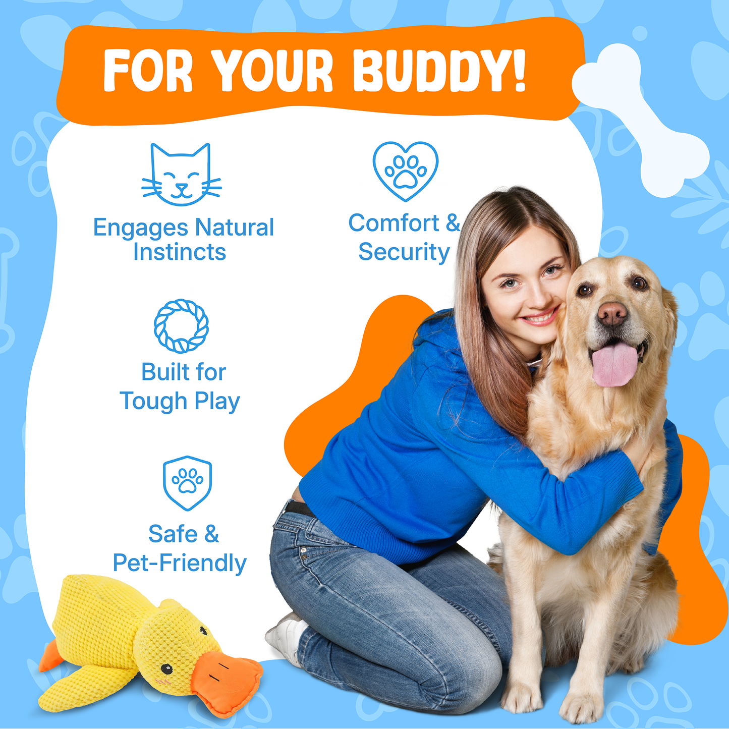 LBMLBM™Calming Duck Toy for Lonely & Anxious Dogs