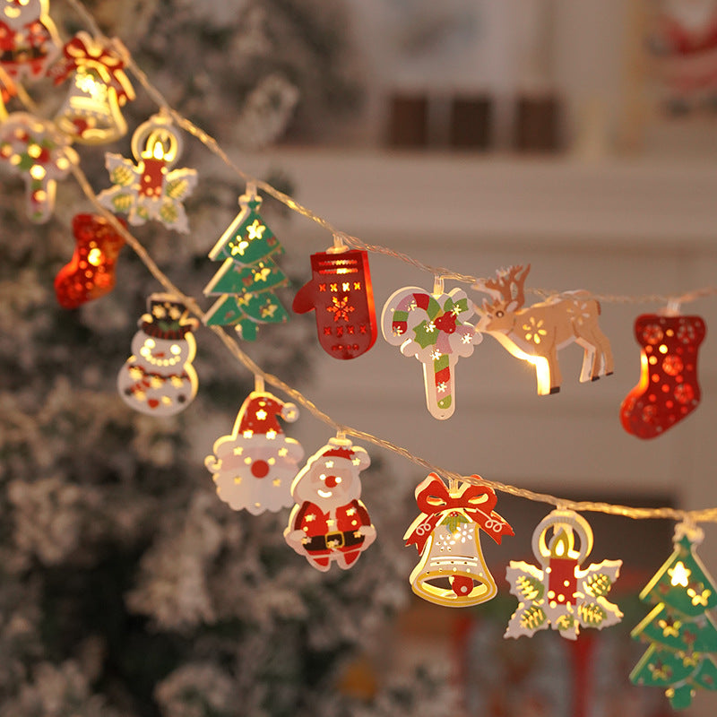 🔥Enchanting LED Christmas String Lights: Glitter Ornaments🎄, Stars & Gift Shapes✨,Santa Claus🎅, Reindeer🦌
