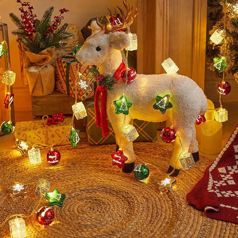 🔥Enchanting LED Christmas String Lights: Glitter Ornaments🎄, Stars & Gift Shapes✨,Santa Claus🎅, Reindeer🦌