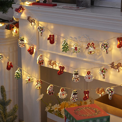🔥Enchanting LED Christmas String Lights: Glitter Ornaments🎄, Stars & Gift Shapes✨,Santa Claus🎅, Reindeer🦌